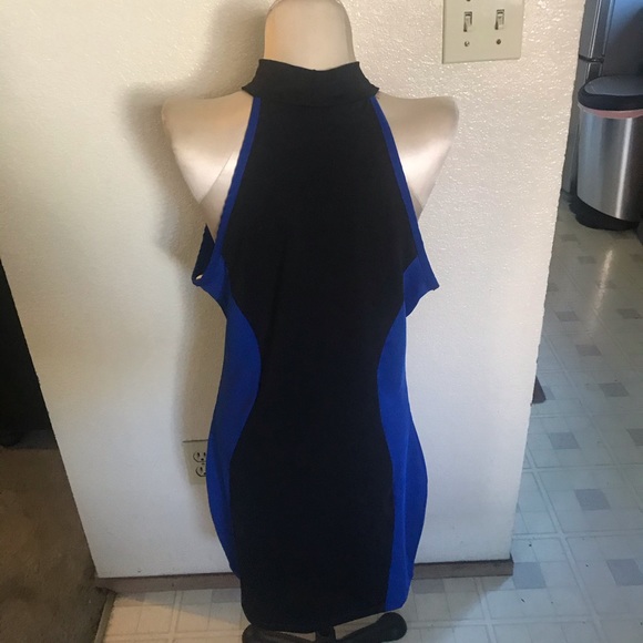 Hot clubbing disco color block halter dress sz XL - Picture 2 of 3